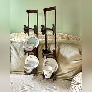 Victorian Mahogony Teacup and Saucer Stand Set